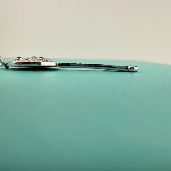 RARE Tiffany & Co. 18k Diamond Key with Enamel e in White Gold - Picture 12 of 12